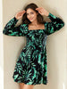 Women's Smocked Printed Flare Dress