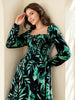 Women's Smocked Printed Flare Dress