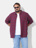 Men's Rust Regular Fit Checked Casual Shirt