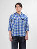 Men's Blue Relaxed Fit Checked Casual Shirt