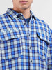Men's Blue Relaxed Fit Checked Casual Shirt
