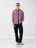 Men's Pink Relaxed Fit Checked Casual Shirt