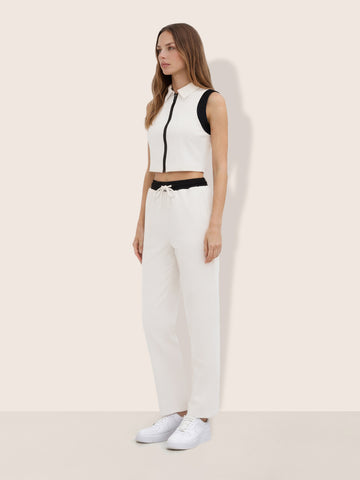 Women's White Regular Fit Solid Athlet Wear Coordinates