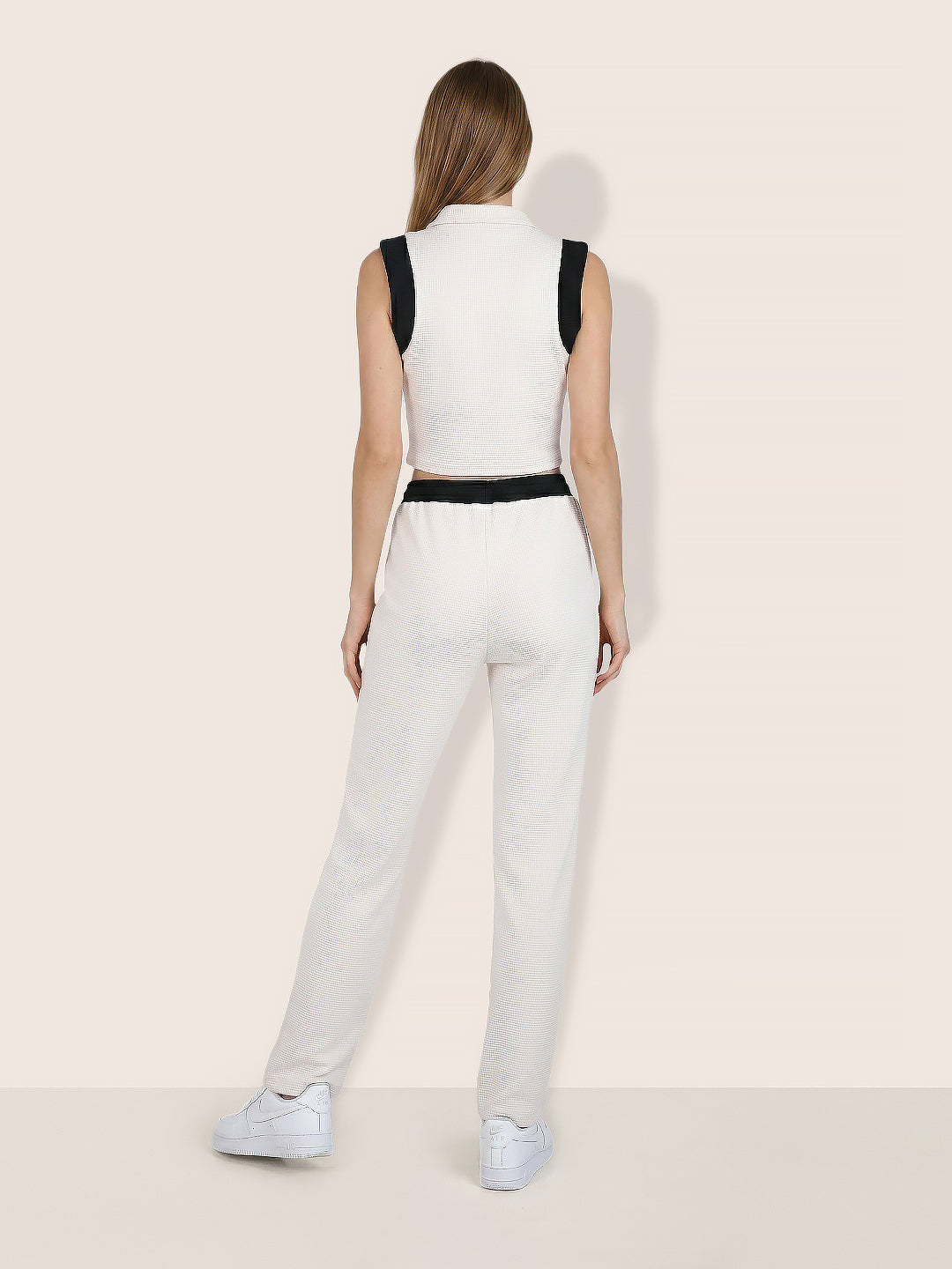Women's White Regular Fit Solid Athlet Wear Coordinates