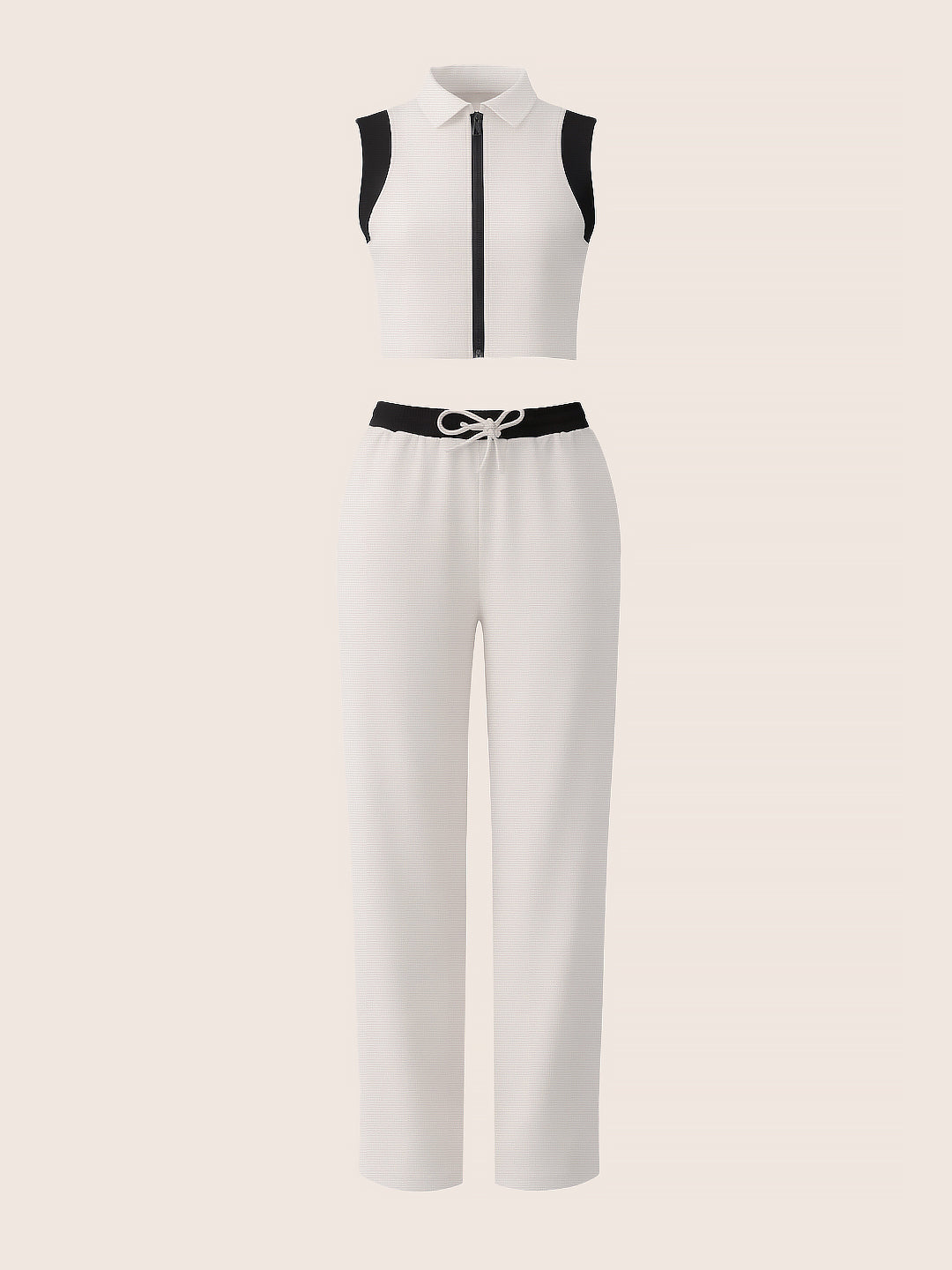 Women's White Regular Fit Solid Athlet Wear Coordinates