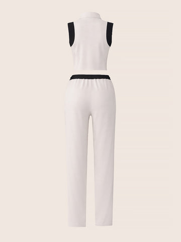 Women's White Regular Fit Solid Athlet Wear Coordinates
