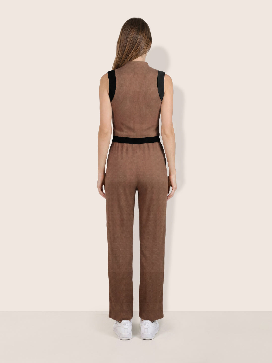 Women's Khaki Regular Fit Solid Athlet Wear Coordinates