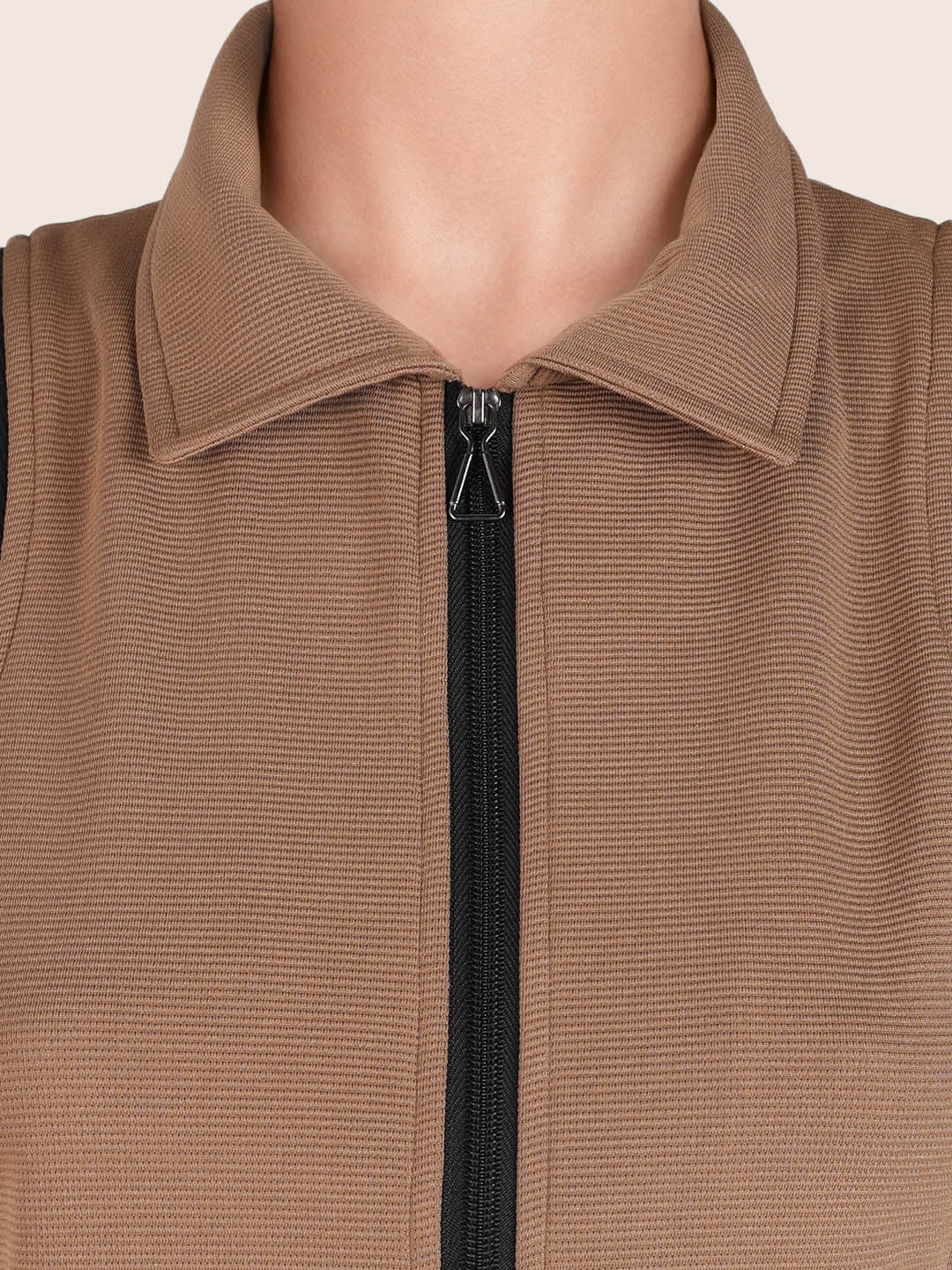 Women's Khaki Regular Fit Solid Athlet Wear Coordinates