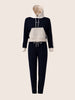 Women's Navy Blue Loose Fit Colourblocked Athlet Wear Coordinates
