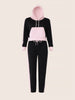 Women's Black Loose Fit Colourblocked Athlet Wear Coordinates
