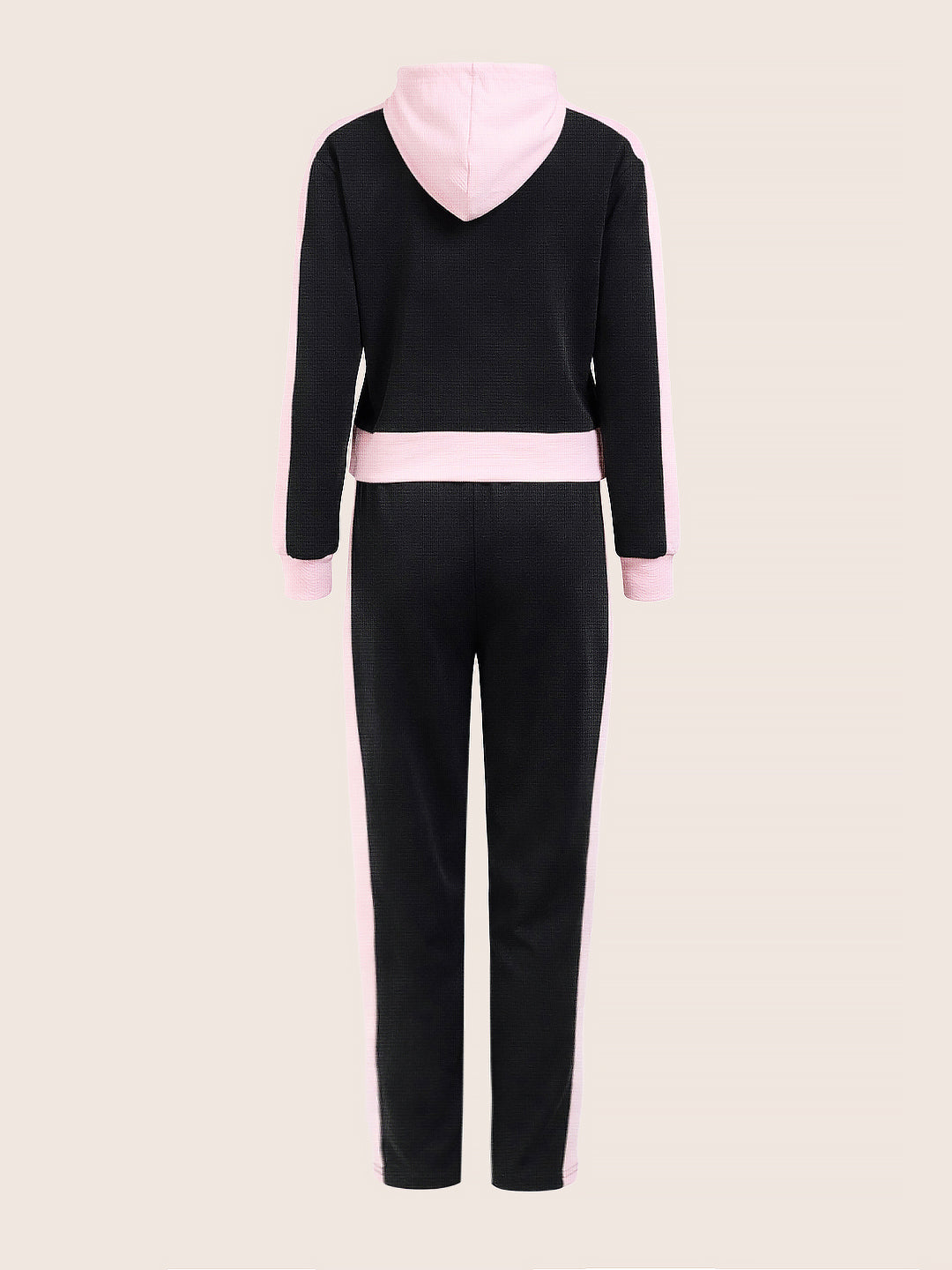 Women's Black Loose Fit Colourblocked Athlet Wear Coordinates