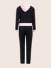 Women's Black Loose Fit Colourblocked Athlet Wear Coordinates