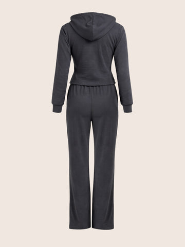 Women's Grey Regular Fit Solid Sports Wear Coordinates