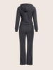 Women's Grey Regular Fit Solid Sports Wear Coordinates
