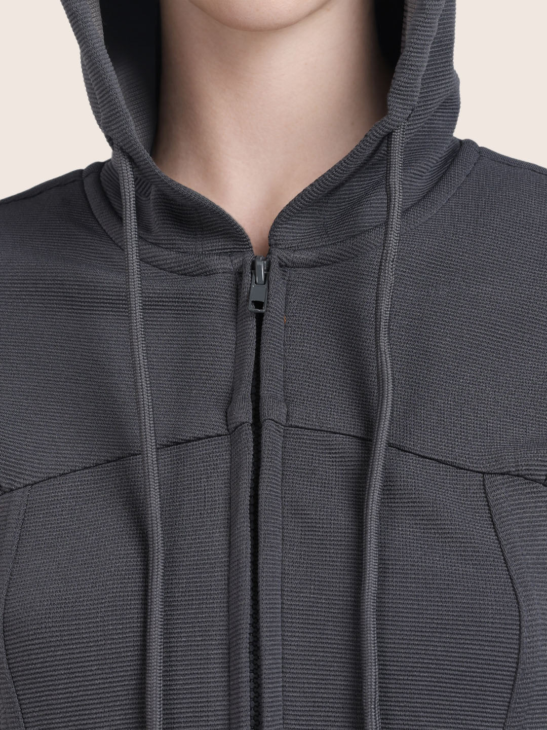 Women's Grey Regular Fit Solid Sports Wear Coordinates