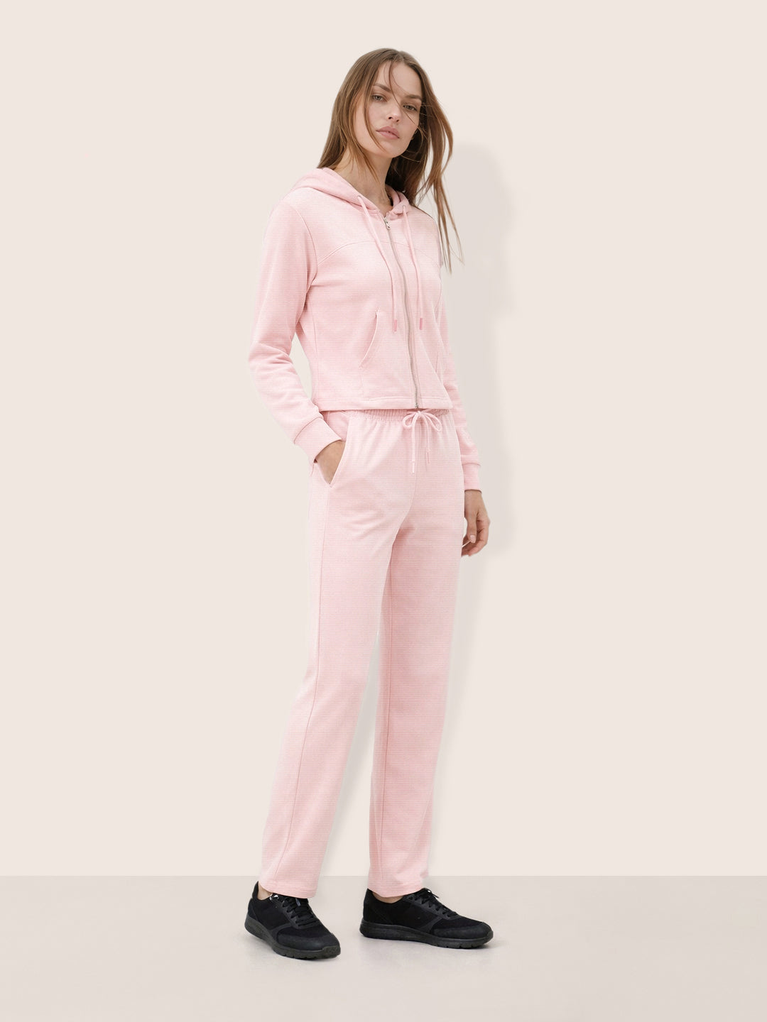 Women's Pink Regular Fit Solid Sports Wear Coordinates