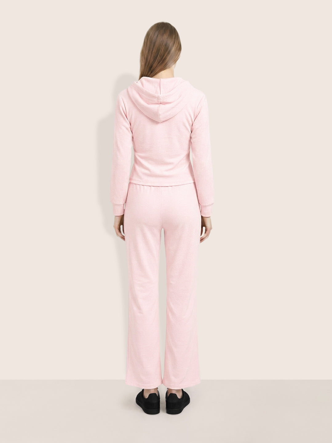 Women's Pink Regular Fit Solid Sports Wear Coordinates