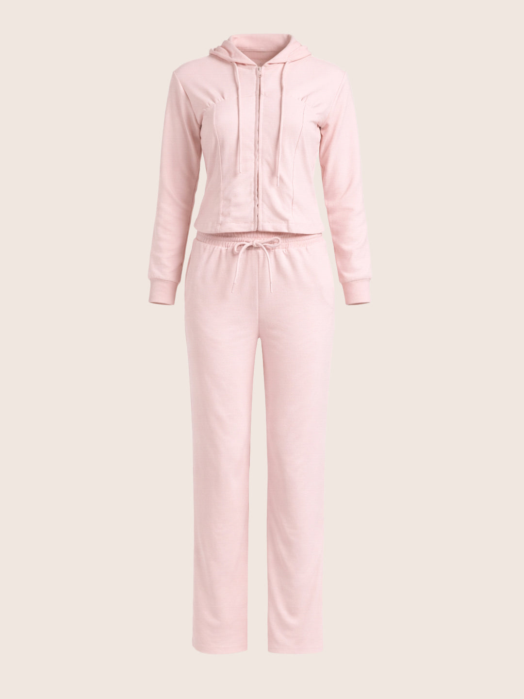Women's Pink Regular Fit Solid Sports Wear Coordinates