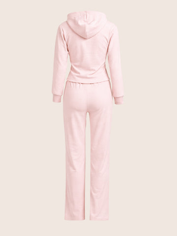 Women's Pink Regular Fit Solid Sports Wear Coordinates