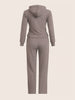 Women's Khaki Regular Fit Solid Sports Wear Coordinates