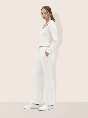 Women's White Regular Fit Solid Sports Wear Coordinates