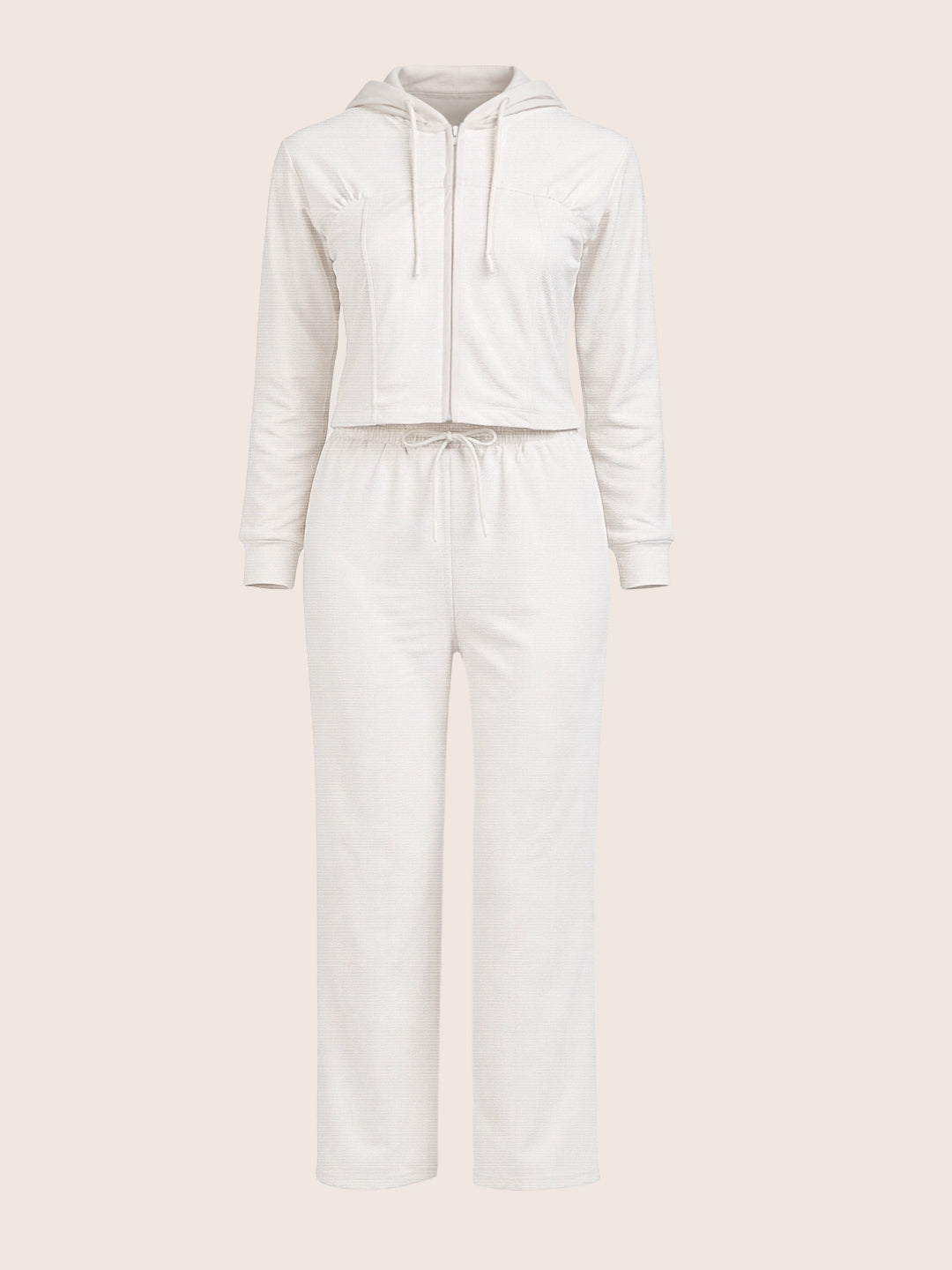 Women's White Regular Fit Solid Sports Wear Coordinates