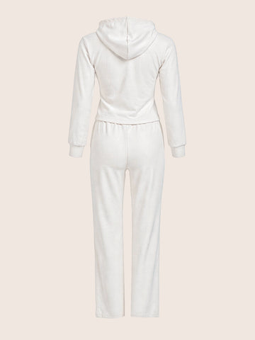 Women's White Regular Fit Solid Sports Wear Coordinates