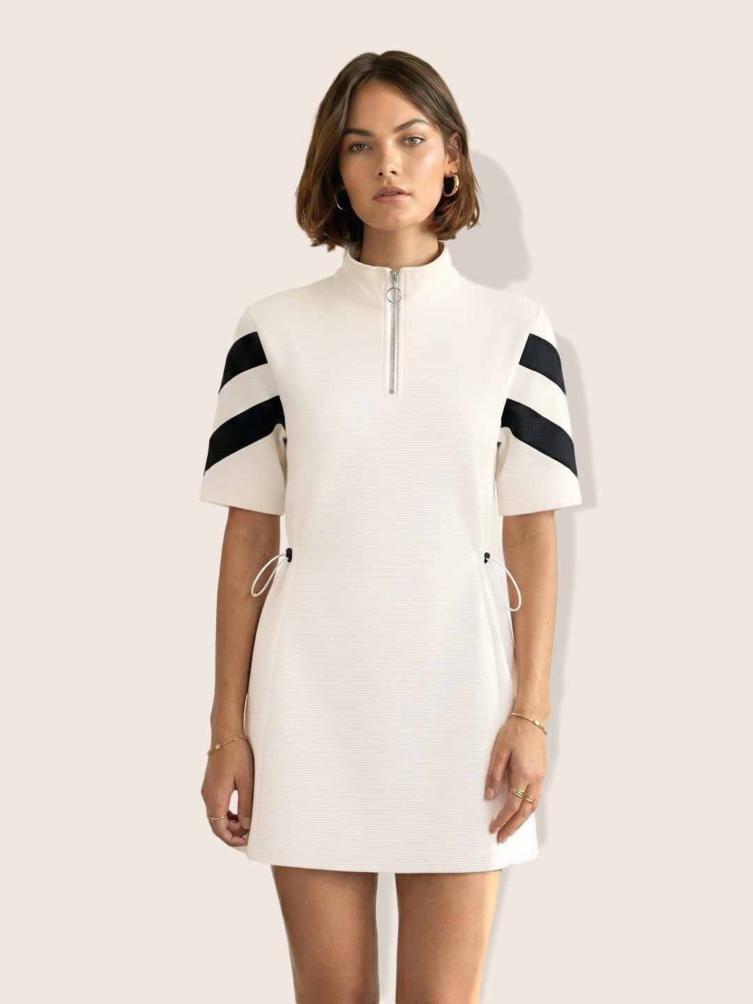 Women's White Flare Fit Colourblocked Athlet Wear Dress