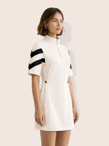 Women's White Flare Fit Colourblocked Athlet Wear Dress