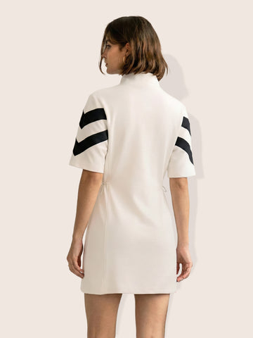 Women's White Flare Fit Colourblocked Athlet Wear Dress