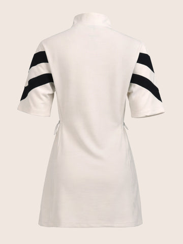 Women's White Flare Fit Colourblocked Athlet Wear Dress