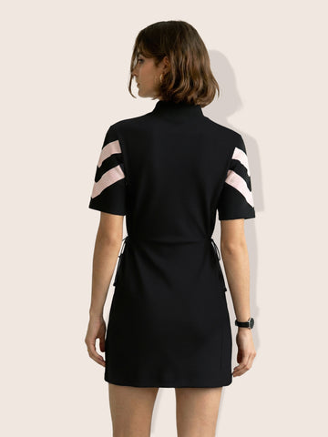 Women's Black Flare Fit Colourblocked Athletic Wear Dress