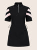 Women's Black Flare Fit Colourblocked Athletic Wear Dress