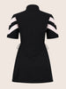 Women's Black Flare Fit Colourblocked Athletic Wear Dress