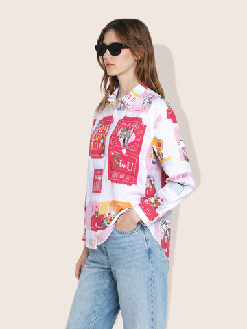 Women's Multicolor Relaxed Fit Tom & Jerry Character Shirts