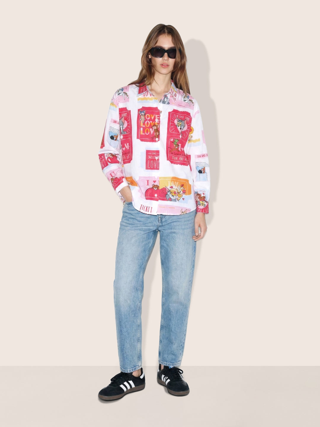 Women's Multicolor Relaxed Fit Tom & Jerry Character Shirts