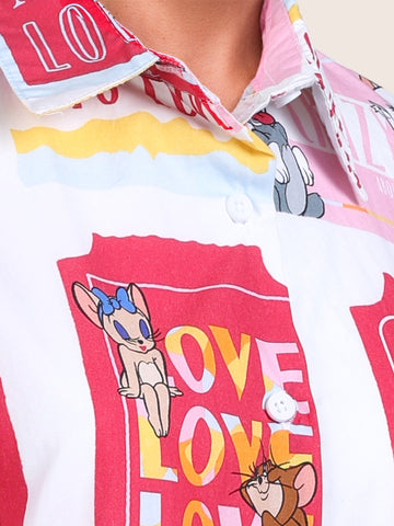 Women's Multicolor Relaxed Fit Tom & Jerry Character Shirts