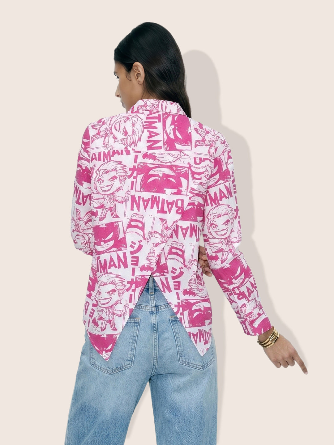 Women's Pink Relaxed Fit Batman Character Shirts