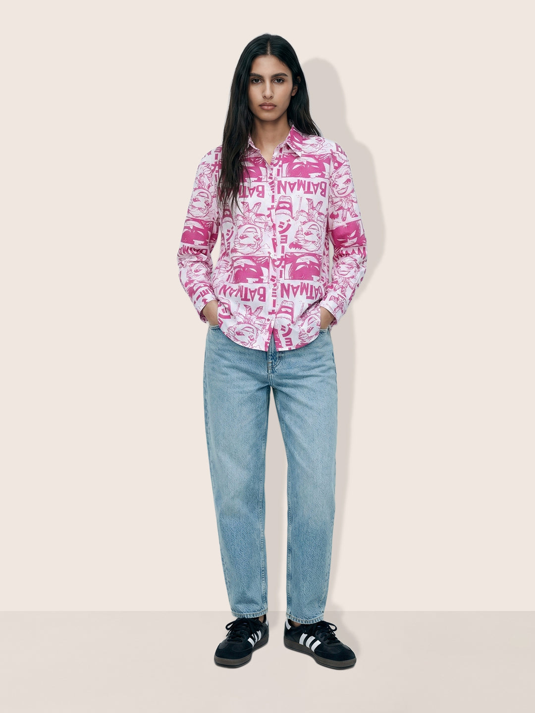 Women's Pink Relaxed Fit Batman Character Shirts