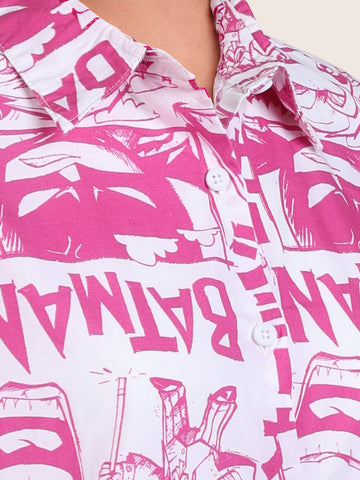 Women's Pink Relaxed Fit Batman Character Shirts