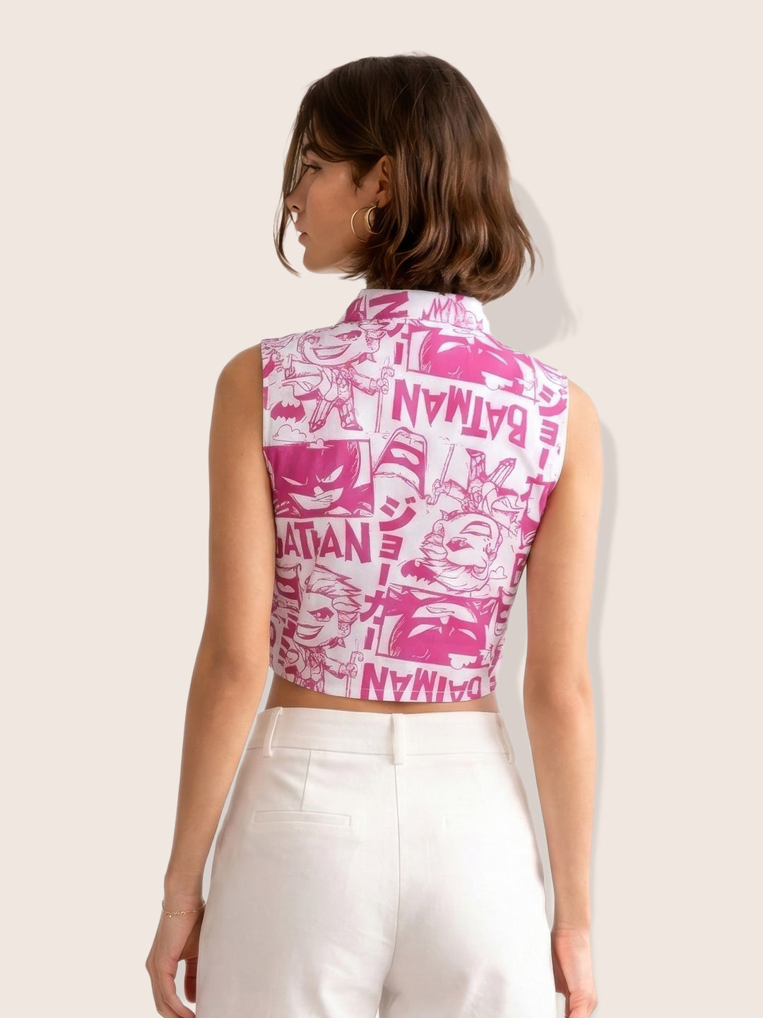 Women's Pink Loose Fit Batman Character Shirts