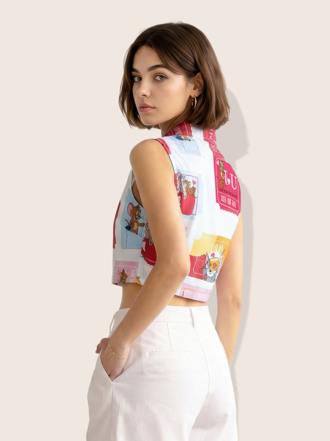 Women's Multicolor Loose Fit Tom & Jerry Character Shirts