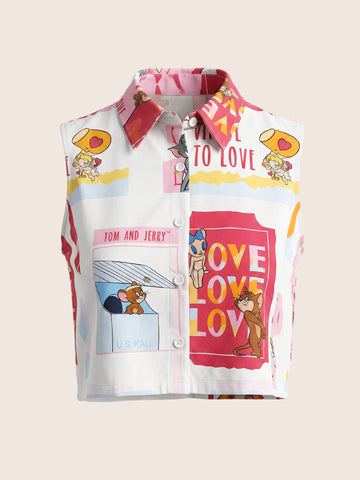 Women's Multicolor Loose Fit Tom & Jerry Character Shirts