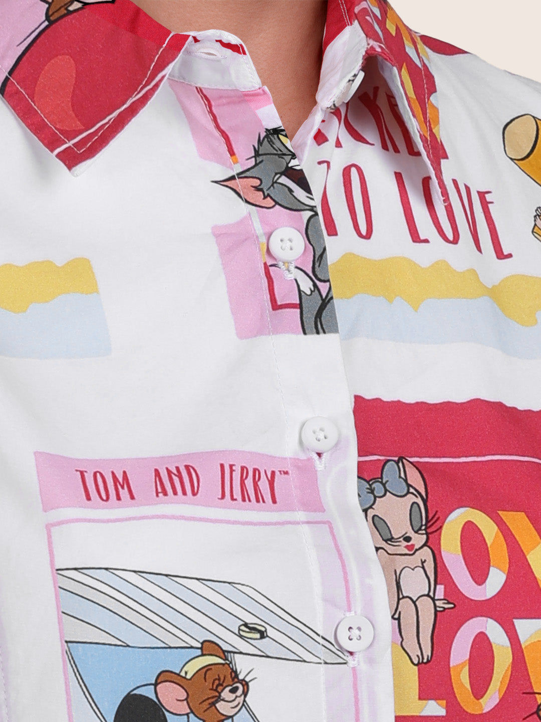 Women's Multicolor Loose Fit Tom & Jerry Character Shirts