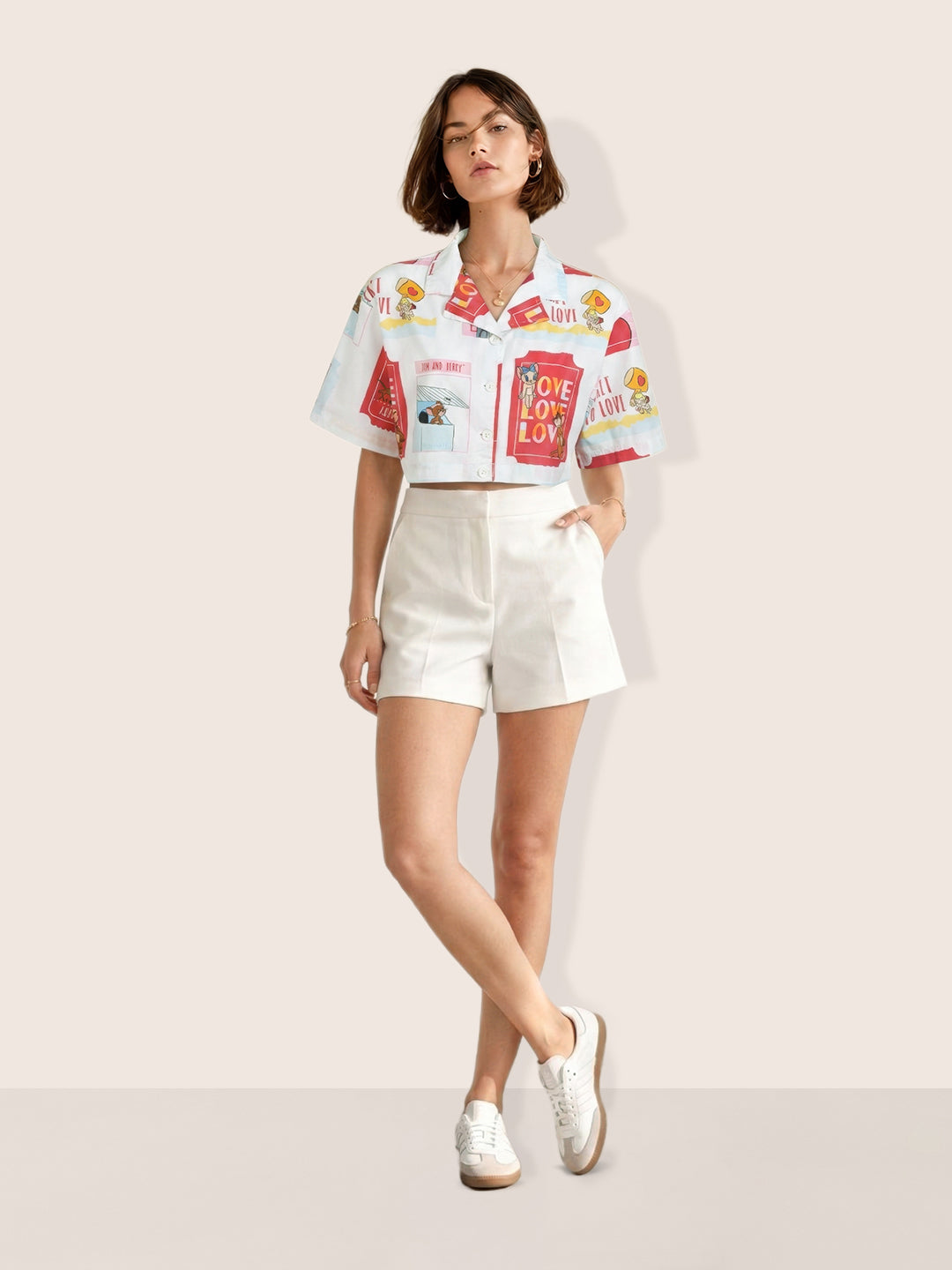 Women's Multicolor Loose Fit Tom & Jerry Character Shirts