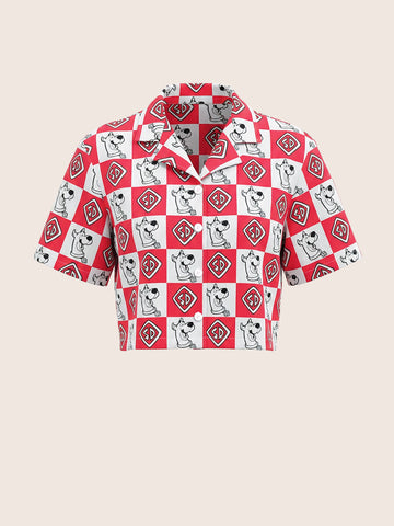 Women's Red Loose Fit Scooby Doo Character Shirts