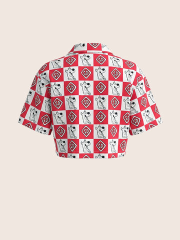 Women's Red Loose Fit Scooby Doo Character Shirts