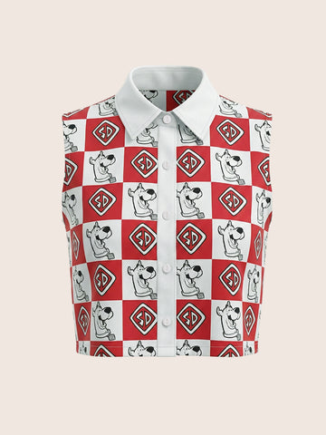 Women's Red Loose Fit  Scooby Doo Charater Shirt