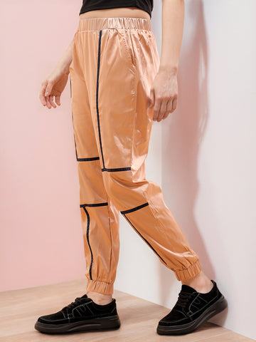 Women's Satin Jogger With Contrast Piping