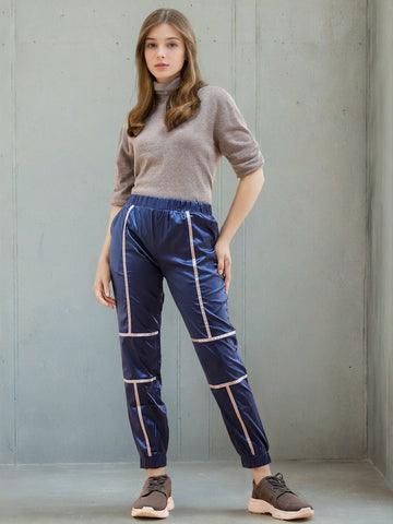 Women's Satin Jogger With Contrast Piping